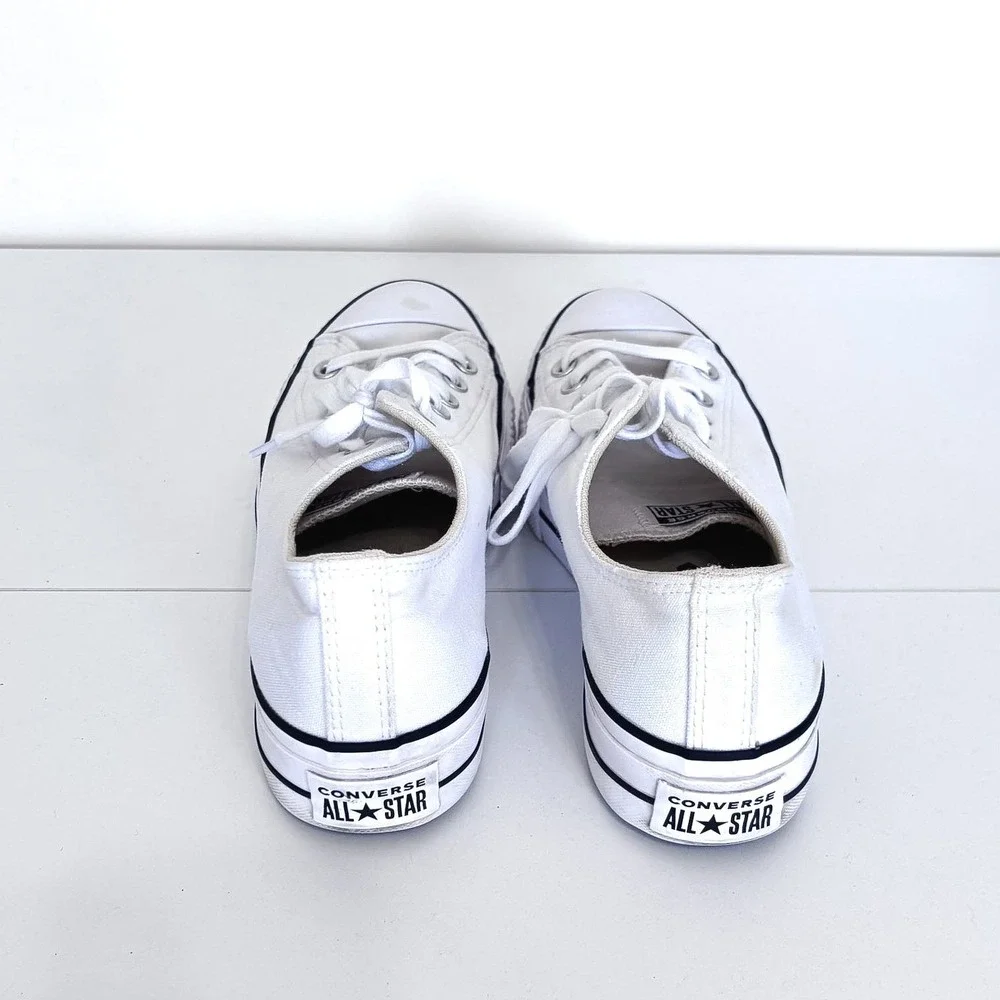 Converse Womens Chuck Taylor All Star Platform Sneakers 9 White Canvas Low Top